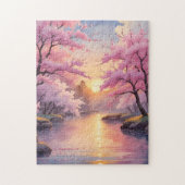 Whispers of Sakura at Sunset Puzzle (Vertikal)