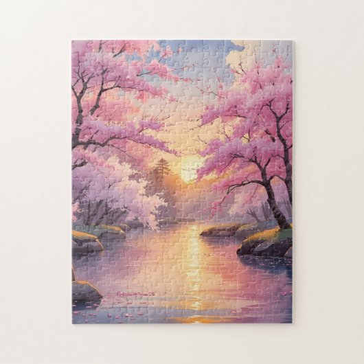 Whispers of Sakura at Sunset Puzzle (Vertikal)