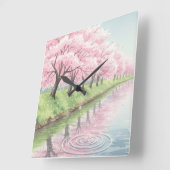 Whispers of Spring Quadratische Wanduhr (Winkel)