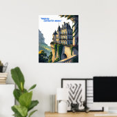 "Whispers of the Château – Elegant Palace Line Art Poster (Heimbüro)