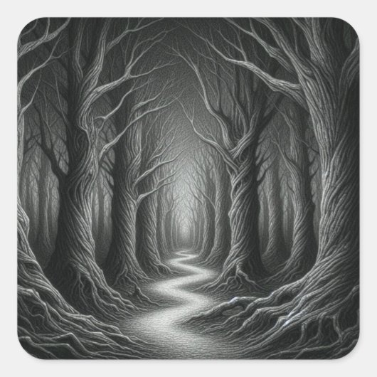 Whispers of the Enchanted Forest Quadratischer Aufkleber (Vorderseite)
