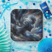 Whispers of the Storm Abstract Face in the Cloud Pappteller (Party)