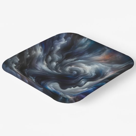 Whispers of the Storm Abstract Face in the Cloud Pappteller (Gewinkelt)