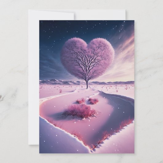 Whispers of the Wintry Night: Dreamy Winter Heart Einladung (Vorderseite)