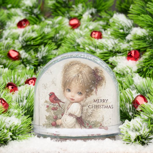 Whispers of Winter – Fairy Child with Cardinal Schneekugeln (Weihnachten)