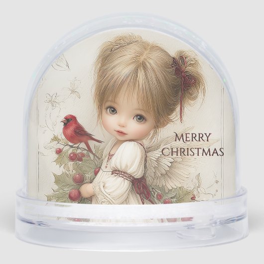 Whispers of Winter – Fairy Child with Cardinal  Schneekugeln (Rückseite)