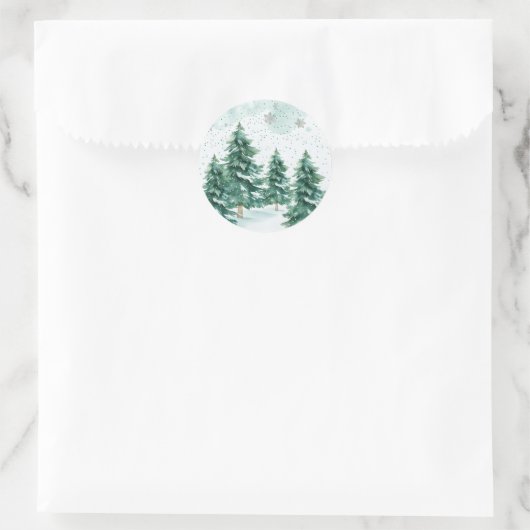 Whispers of Winter – Snowy Tree Circle Art Runder Aufkleber (Tasche)