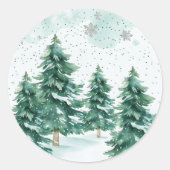 Whispers of Winter – Snowy Tree Circle Art Runder Aufkleber (Vorderseite)