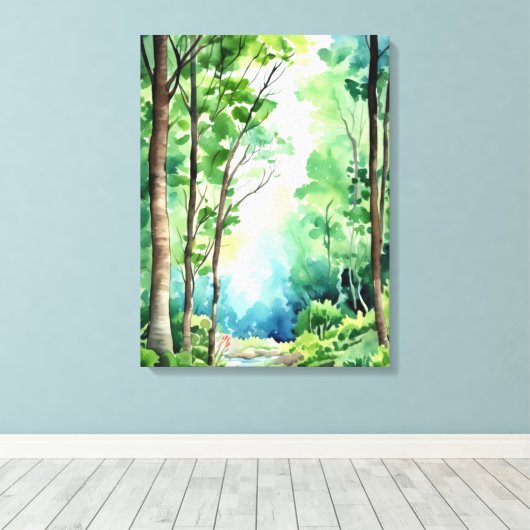 Whisperwoods: Eine Wasserfarbenstream-Szene Leinwanddruck (Insitu (Holzboden))