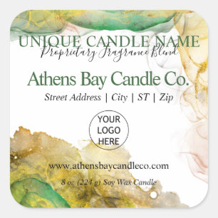 Whispy Alcohol Ink Candle Product Label Quadratischer Aufkleber