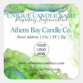 Whispy Alcohol Ink Candle Product Label Quadratischer Aufkleber