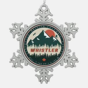 Whistler BC Canada Mountain Ski Vintag Schneeflocken Zinn-Ornament