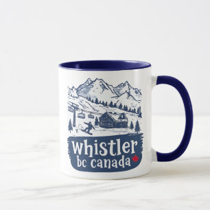 Whistler BC Kanada Blau Minimalist Snowboarden Tasse