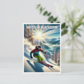 Whistler Blackcomb Canada Skier Skiing Postkarte (Stehend Vorderseite)