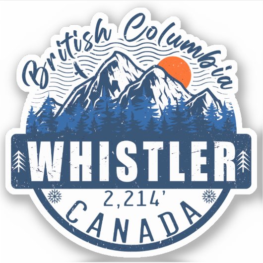 Whistler British Columbia Canada Minimalistisch Sk Aufkleber (Vorderseite)