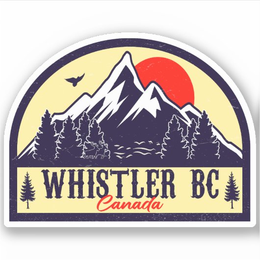 Whistler British Columbia Canada Minimalistisch Sk Aufkleber (Vorderseite)