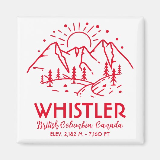 Whistler British Columbia Canada Minimalistisch Sk Magnet (Vorne)