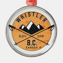 Whistler British Columbia Canada Skiing Snowboard Ornament Aus Metall