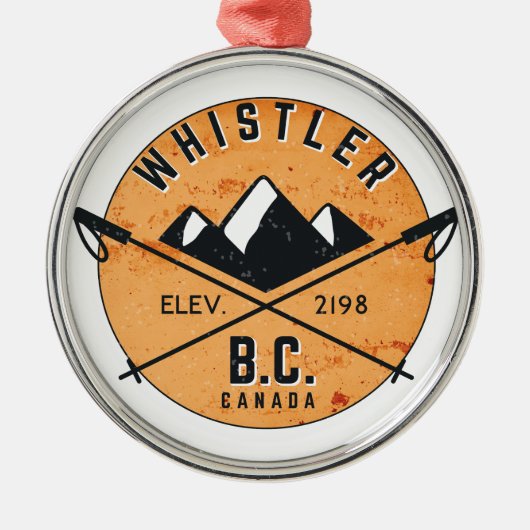 Whistler British Columbia Canada Skiing Snowboard Ornament Aus Metall (Vorne)