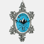 Whistler British Columbia Kanada Skifahren Ski Schneeflocken Zinn-Ornament (Links)