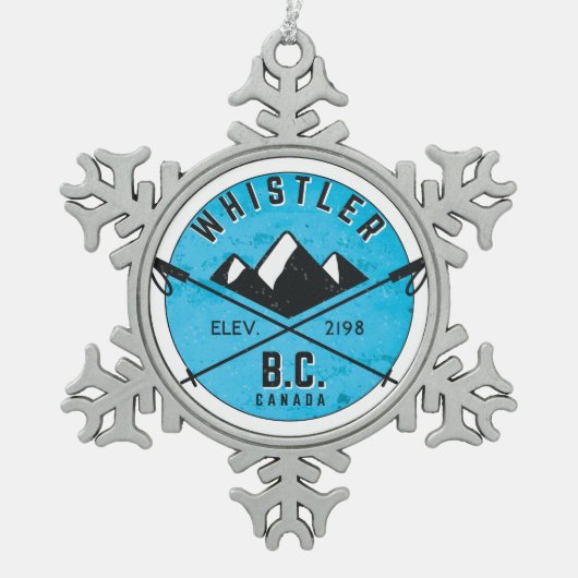 Whistler British Columbia Kanada Skifahren Ski Schneeflocken Zinn-Ornament (Vorderseite)