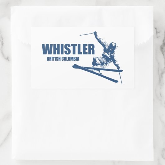 Whistler British Columbia Skier Rechteckiger Aufkleber (Tasche)