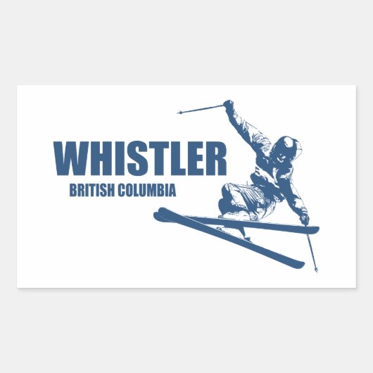 Whistler British Columbia Skier Rechteckiger Aufkleber (Vorderseite)