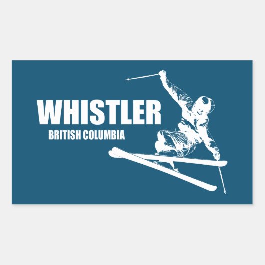 Whistler British Columbia Skier Rechteckiger Aufkleber (Vorderseite)