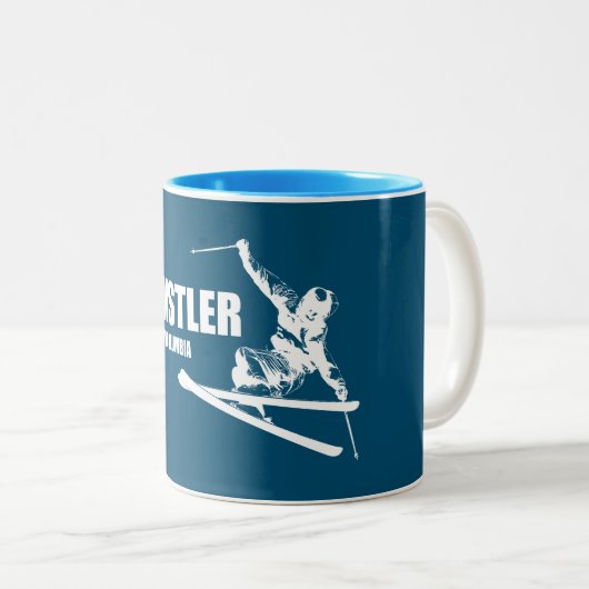 Whistler British Columbia Skier Zweifarbige Tasse (VorderseiteRechts)