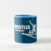 Whistler British Columbia Skier Zweifarbige Tasse (Mittel)