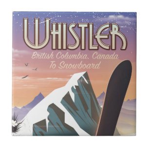 Whistler British Columbia Snowboardplakat Fliese
