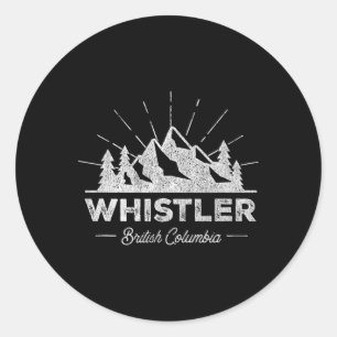 Whistler British Columbia T-Shirt Vintage Skifahre Runder Aufkleber