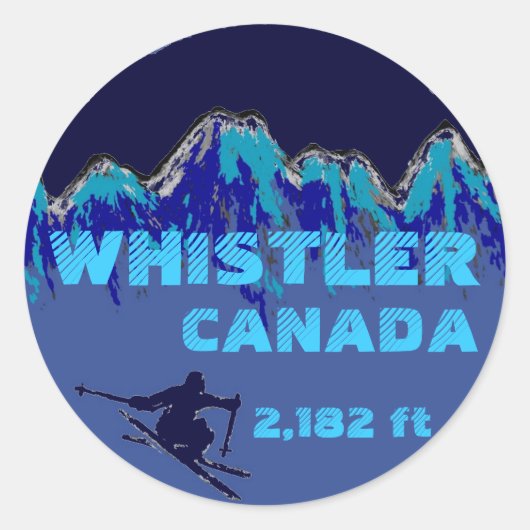 Whistler Canada blue ski art Aufkleber (Vorderseite)