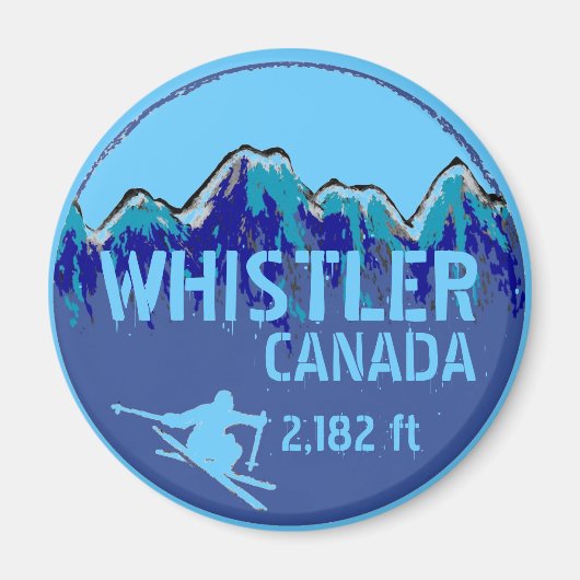 Whistler Canada blue ski art magnet (Vorne)