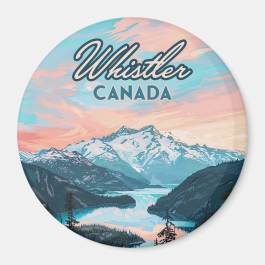 Whistler Canada British Columbia Ski Resort Retro Magnet (Vorne)