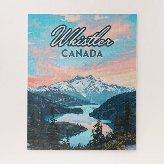 Whistler Canada British Columbia Ski Resort Retro Puzzle (Vertikal)