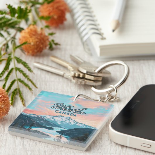 Whistler Canada British Columbia Ski Resort Retro Schlüsselanhänger (Vorderseite rechts)