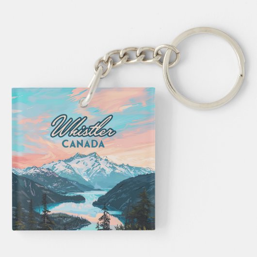 Whistler Canada British Columbia Ski Resort Retro Schlüsselanhänger (Rückseite)
