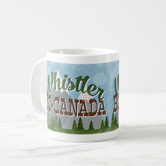 Whistler Canada Fun Retro Snowy Mountains Kaffeetasse (Vorderseite Links)