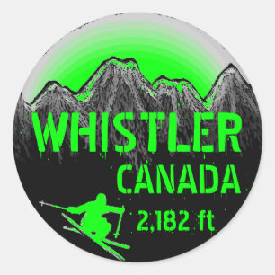 Whistler Canada green ski art Aufkleber
