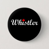 Whistler Canada Script Text Maple Leaf Dark Button (Vorderseite)
