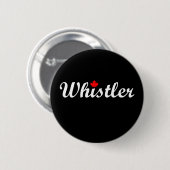 Whistler Canada Script Text Maple Leaf Dark Button (Vorne & Hinten)