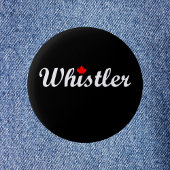 Whistler Canada Script Text Maple Leaf Dark Button