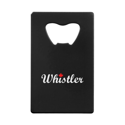 Whistler Canada Script Text Maple Leaf Dark Geldbeutel Flaschenöffner (Vorderseite)
