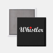 Whistler Canada Script Text Maple Leaf Dark Magnet (Vorderseite/Rückseite)
