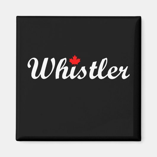 Whistler Canada Script Text Maple Leaf Dark Magnet (Vorne)