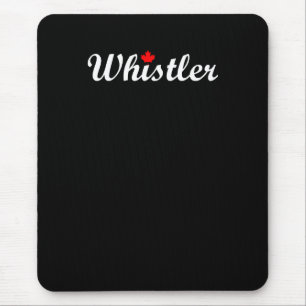Whistler Canada Script Text Maple Leaf Dark Mousepad