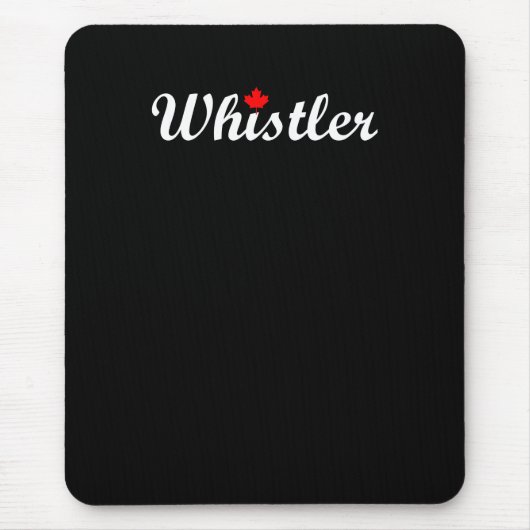 Whistler Canada Script Text Maple Leaf Dark Mousepad (Vorne)