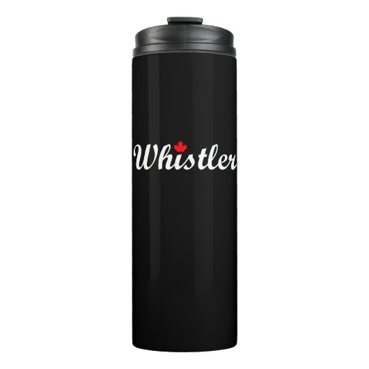 Whistler Canada Script Text Maple Leaf Dark Thermosbecher (Vorderseite)