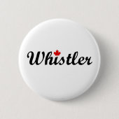 Whistler Canada Script Text Small Maple Leaf Button (Vorderseite)
